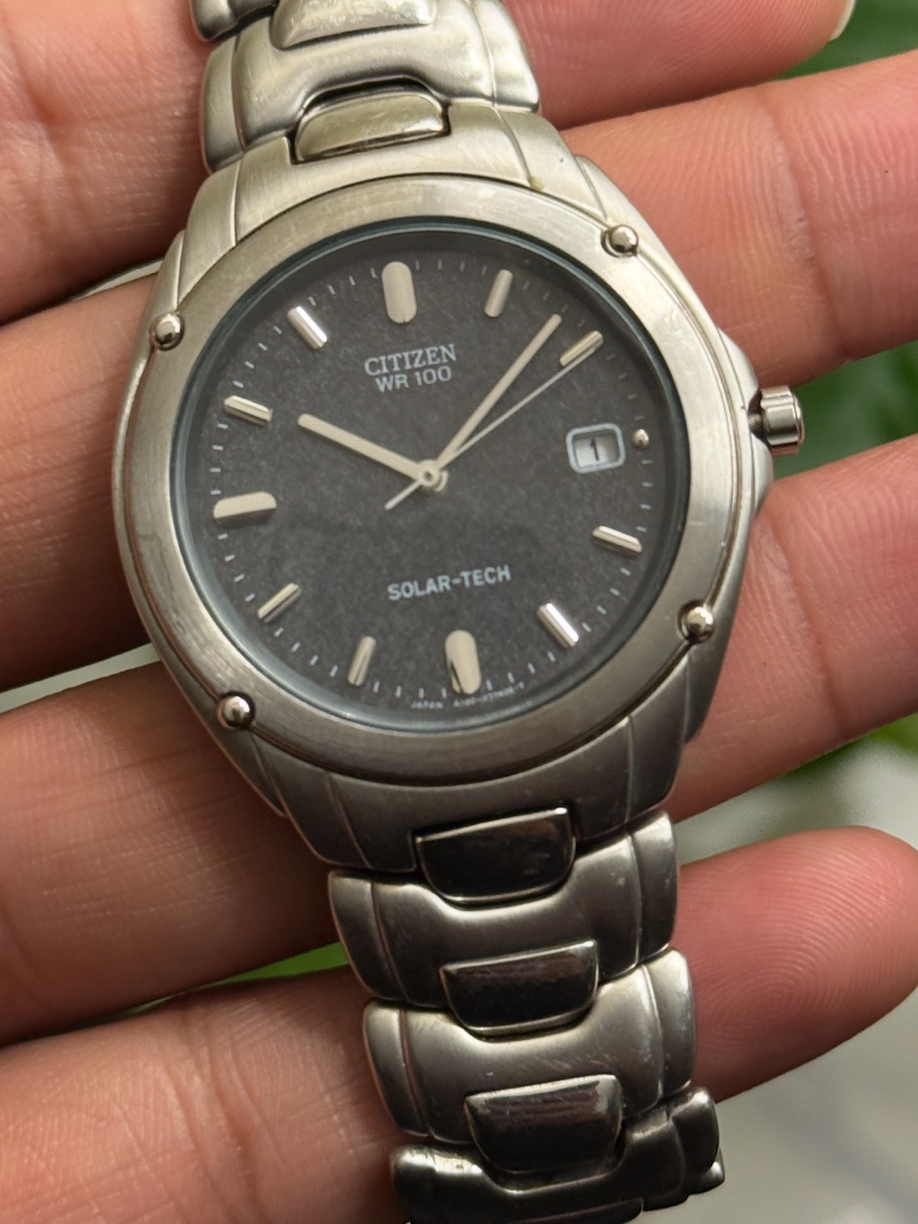 Citizen SolarTech Vintage Stainless Steel Watch  Gray Dial Mens Watch